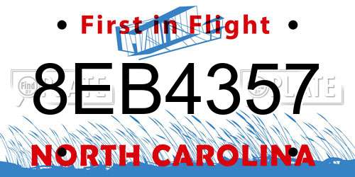 8EB4357 North Carolina License Plate