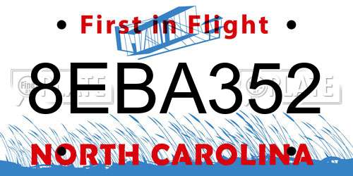 8EBA352 North Carolina License Plate