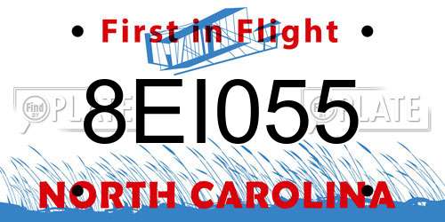 8EI055 North Carolina License Plate