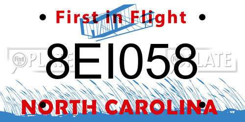 8EI058 North Carolina License Plate