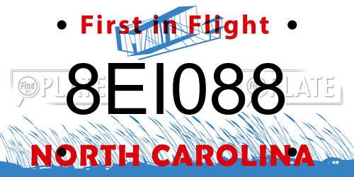 8EI088 North Carolina License Plate