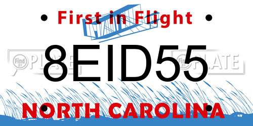 8EID55 North Carolina License Plate