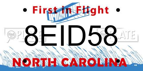 8EID58 North Carolina License Plate
