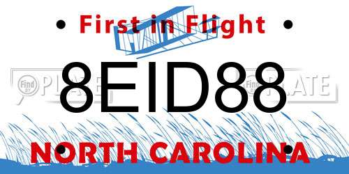 8EID88 North Carolina License Plate