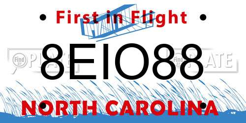8EIO88 North Carolina License Plate