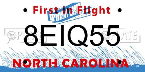 8EIQ55 North Carolina License Plate