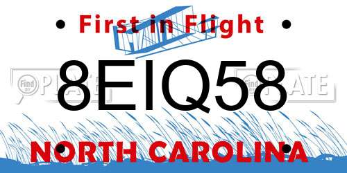 8EIQ58 North Carolina License Plate