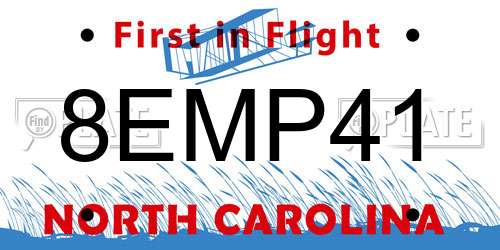 8EMP41 North Carolina License Plate