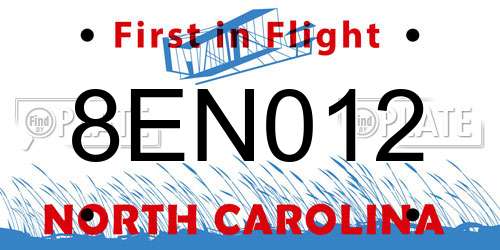 8EN012 North Carolina License Plate