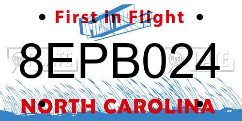 8EPB024 North Carolina License Plate