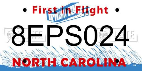 8EPS024 North Carolina License Plate