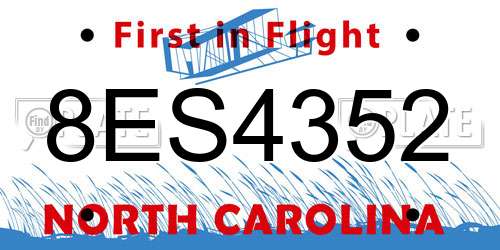 8ES4352 North Carolina License Plate
