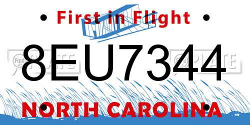 8EU7344 North Carolina License Plate