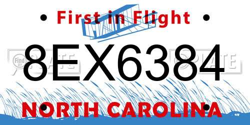 8EX6384 North Carolina License Plate
