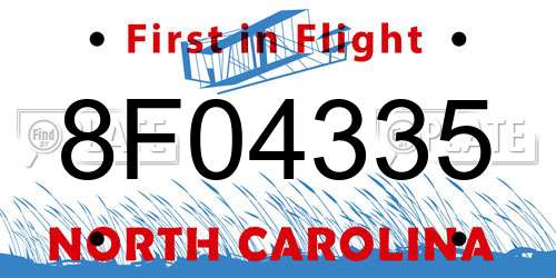 8F04335 North Carolina License Plate