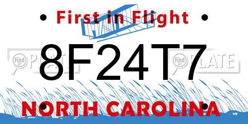 8F24T7 North Carolina License Plate