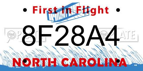 8F28A4 North Carolina License Plate