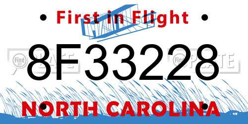 8F33228 North Carolina License Plate