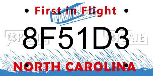 8F51D3 North Carolina License Plate