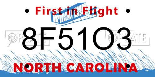 8F51O3 North Carolina License Plate