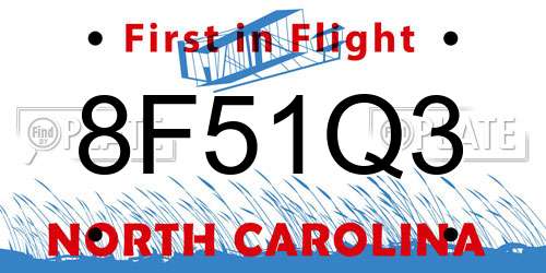 8F51Q3 North Carolina License Plate