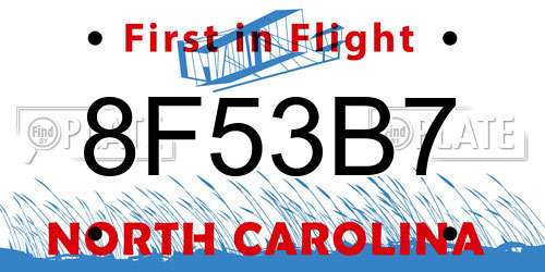 8F53B7 North Carolina License Plate