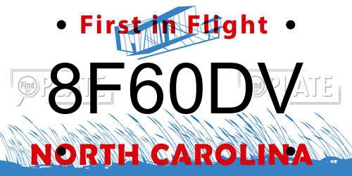 8F60DV North Carolina License Plate