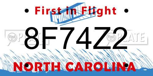 8F74Z2 North Carolina License Plate