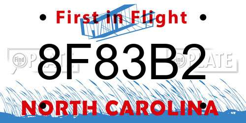 8F83B2 North Carolina License Plate