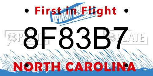 8F83B7 North Carolina License Plate