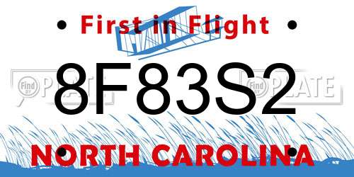 8F83S2 North Carolina License Plate
