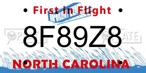 8F89Z8 North Carolina License Plate
