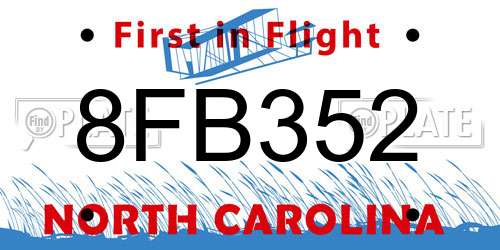 8FB352 North Carolina License Plate