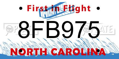 8FB975 North Carolina License Plate