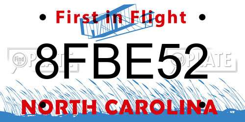 8FBE52 North Carolina License Plate