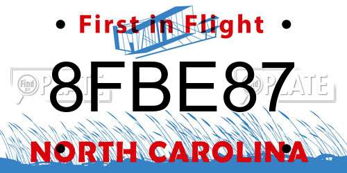 8FBE87 North Carolina License Plate