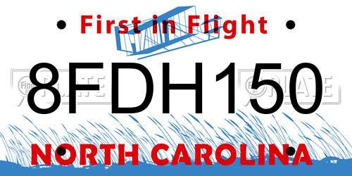 8FDH150 North Carolina License Plate