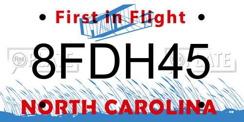 8FDH45 North Carolina License Plate