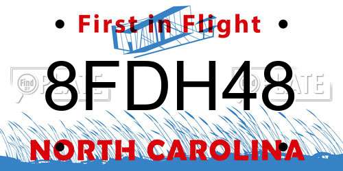 8FDH48 North Carolina License Plate