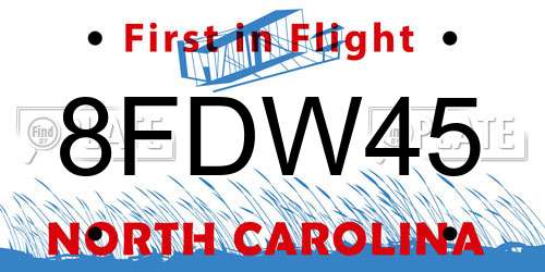 8FDW45 North Carolina License Plate