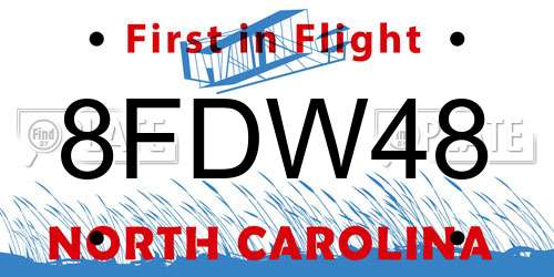 8FDW48 North Carolina License Plate