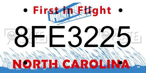 8FE3225 North Carolina License Plate