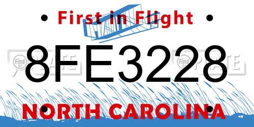 8FE3228 North Carolina License Plate