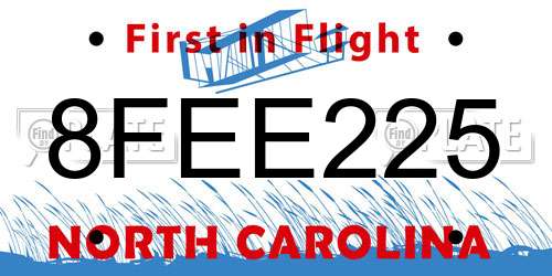 8FEE225 North Carolina License Plate