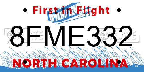 8FME332 North Carolina License Plate
