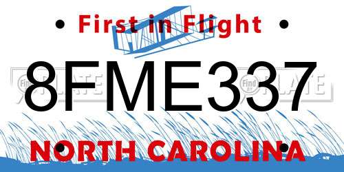 8FME337 North Carolina License Plate