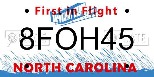 8FOH45 North Carolina License Plate