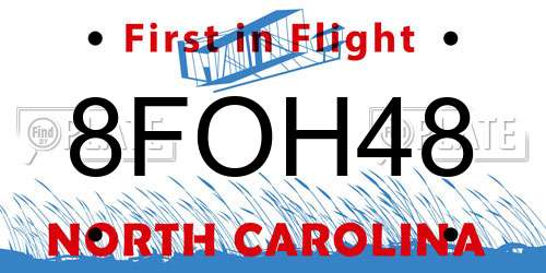 8FOH48 North Carolina License Plate