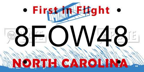 8FOW48 North Carolina License Plate