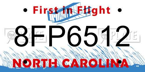 8FP6512 North Carolina License Plate
